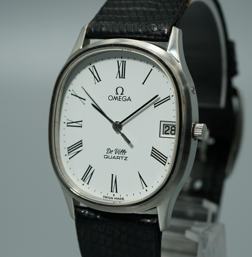 *NEAR MINT* Vintage 1979 OMEGA De Ville Cal.1332 Qz White Roman 31mm Mens Watch