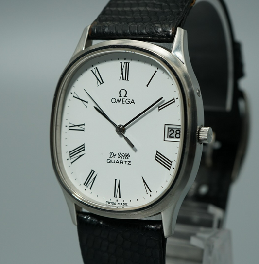 *NEAR MINT* Vintage 1979 OMEGA De Ville Cal.1332 Qz White Roman 31mm Mens Watch
