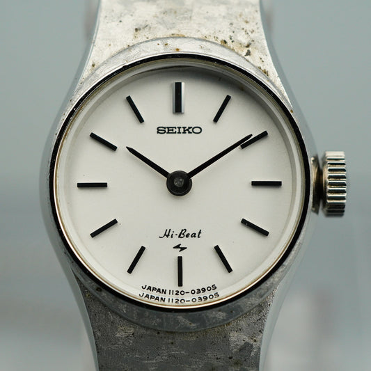 *Exc+5* Vintage 1975 SEIKO HI-BEAT 1120-0120 Hand Wind Silver 19 mm Women Watch