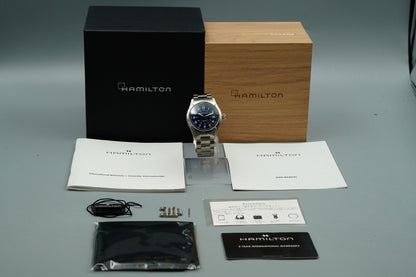 *TOP MINT* HAMILTON KHAKI H704551 Automatic Blue Dial Round 38mm Mens Watch