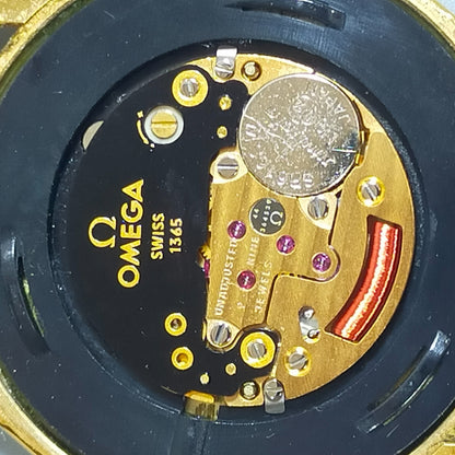 *Exc+4* Vintage OMEGA De Ville Cal.1365 Quartz Gold Dial Round Mens Watch