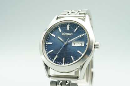 *Exc+4* Vintage 1999 SEIKO SPIRIT 7N43-9080 Quartz Blue Round 36mm Mens Watch