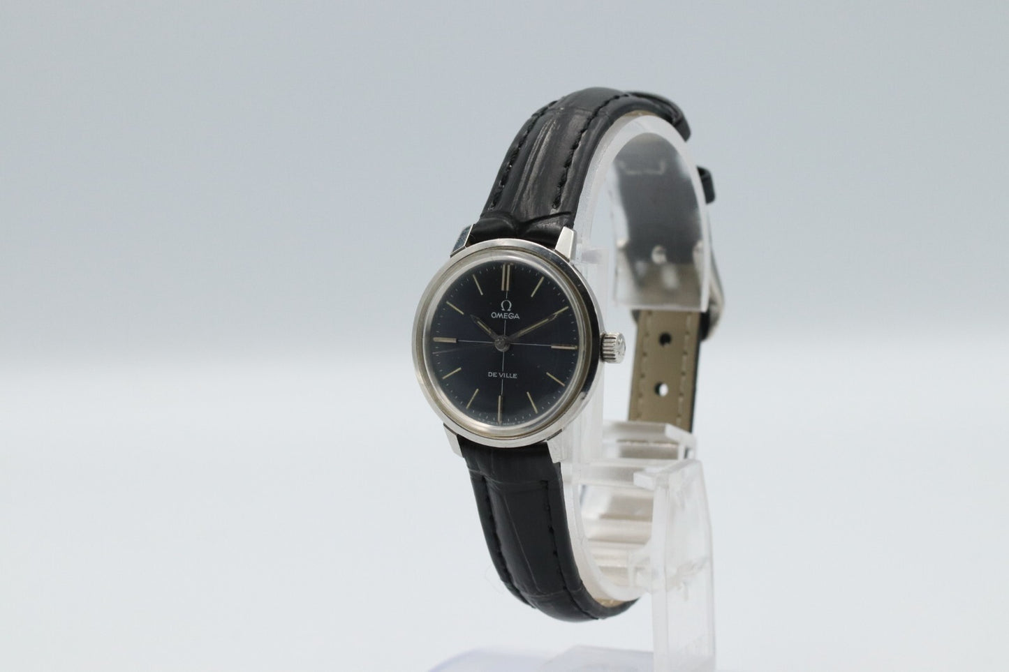 *N MINT* Vintage OMEGA De Ville TOOL 102 Hand Winding Navy Dial 25mm Women Watch