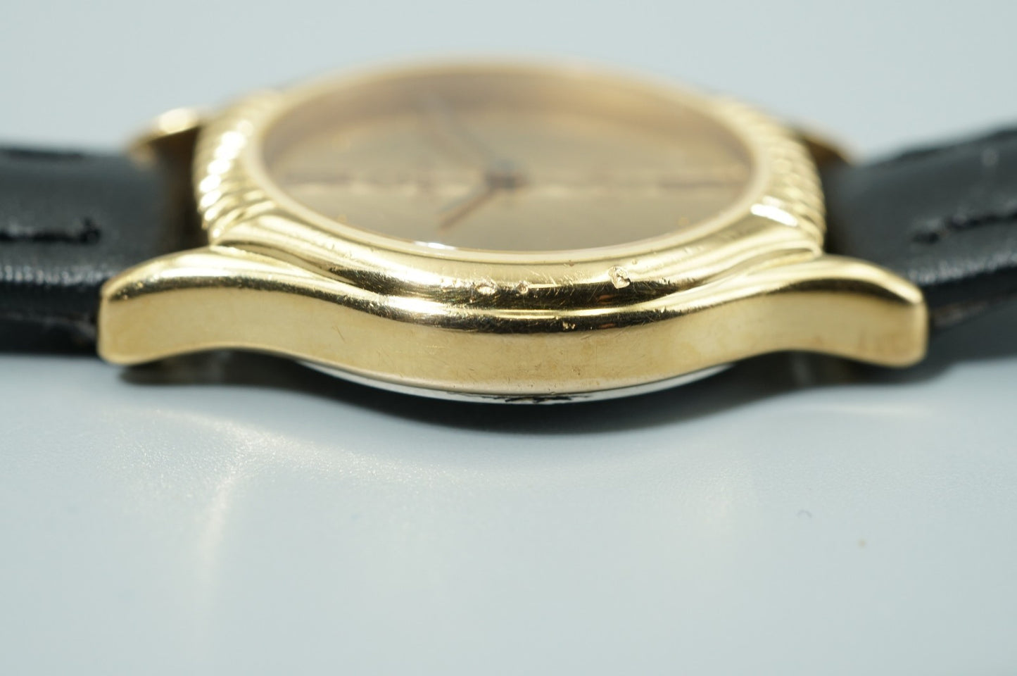 *NEAR MINT* Vintage OMEGA De Ville Cal.1450 Quartz Gold Dial 20mm Women Watch
