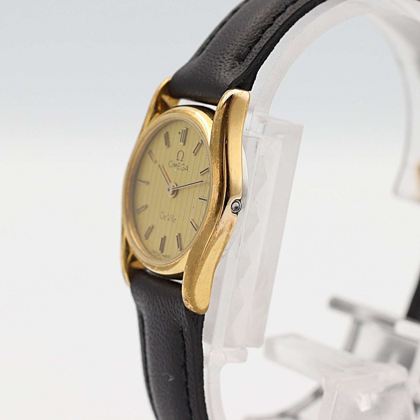 *NEAR MINT* Vintage 1983 OMEGA De Ville Cal.1387 Qz Gold Round 20mm Women Watch