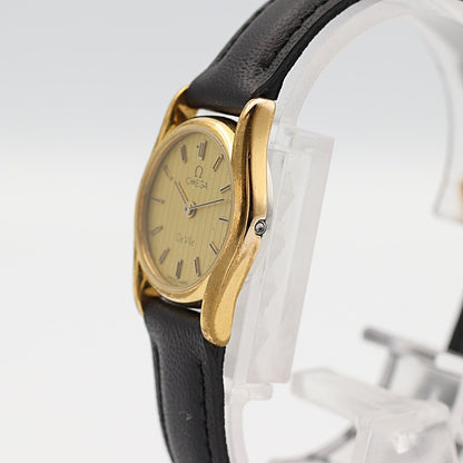 *NEAR MINT* Vintage 1983 OMEGA De Ville Cal.1387 Qz Gold Round 20mm Women Watch