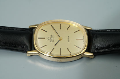 *NEAR MINT* Vintage 1978 OMEGA De Ville Cal.1350 Qz Gold Oval 25mm Women Watch