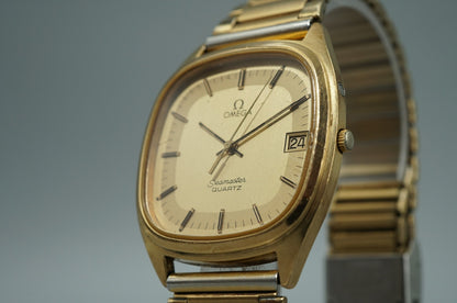 *Exc+5* Vintage 1980 OMEGA Seamaster Cal.1337 Quartz Gold Square 34mm Mens Watch