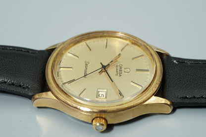 *Exc+5* Vintage 1977 OMEGA Seamaster Cal.1342 Qz Gold Dial Round 35mm Mens Watch