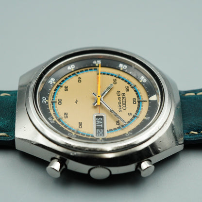 *Exc+5* Vintage 1972 SEIKO 5SPORTS 7015-6000 AT Gold  Round 42mm Mens Watch