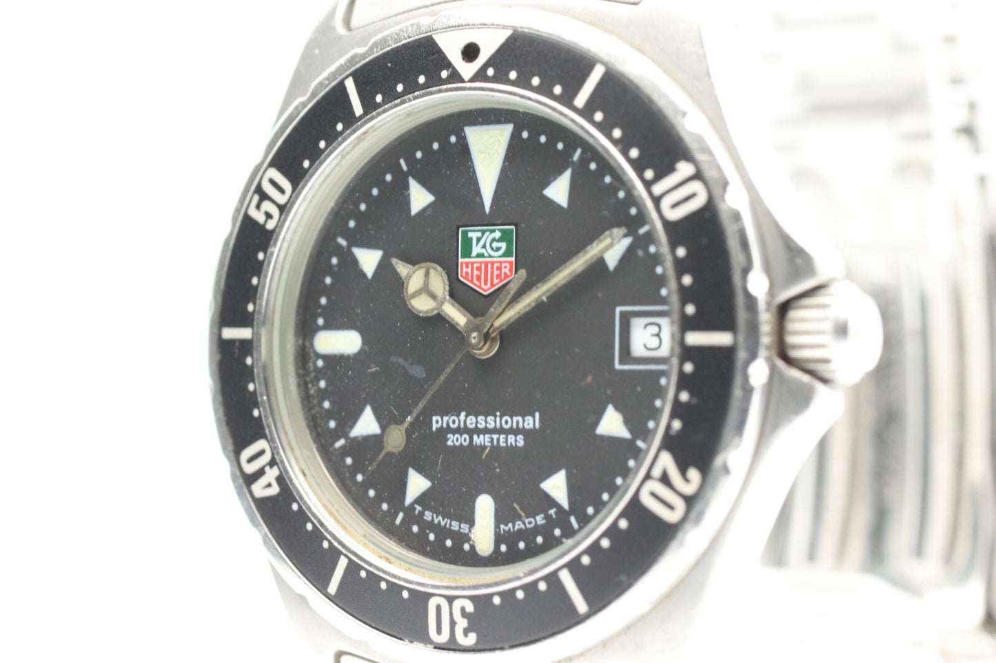 *Exc+5* Vintage TAG HEUER  Professional 2000 973.006 Qaurtz Black Mens Watch JP