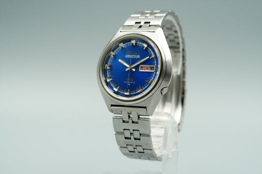 *Exc+5* Vintage SEIKO 5 ACTUS 6106-7580 Automatic Blue Round 38 mm Mens Watch