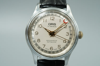 *Exc+4* Vintage 1989 ORIS Pointer Date 302-7285B Hand Wind White 31mm Mens Watch