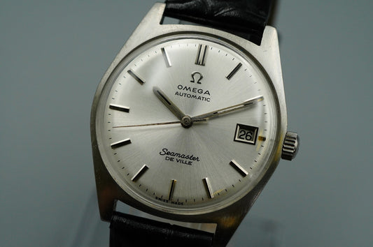 N MINT 1960s OMEGA Seamaster De Ville Cal.565 Automatic Silver 34mm Mens Watch