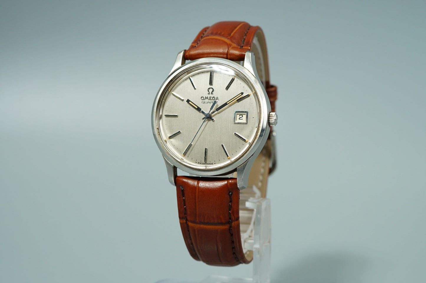 *N MINT* Vintage 1970s OMEGA Seamaster Cal.1342 Qz Silver 35mm Mens Watch
