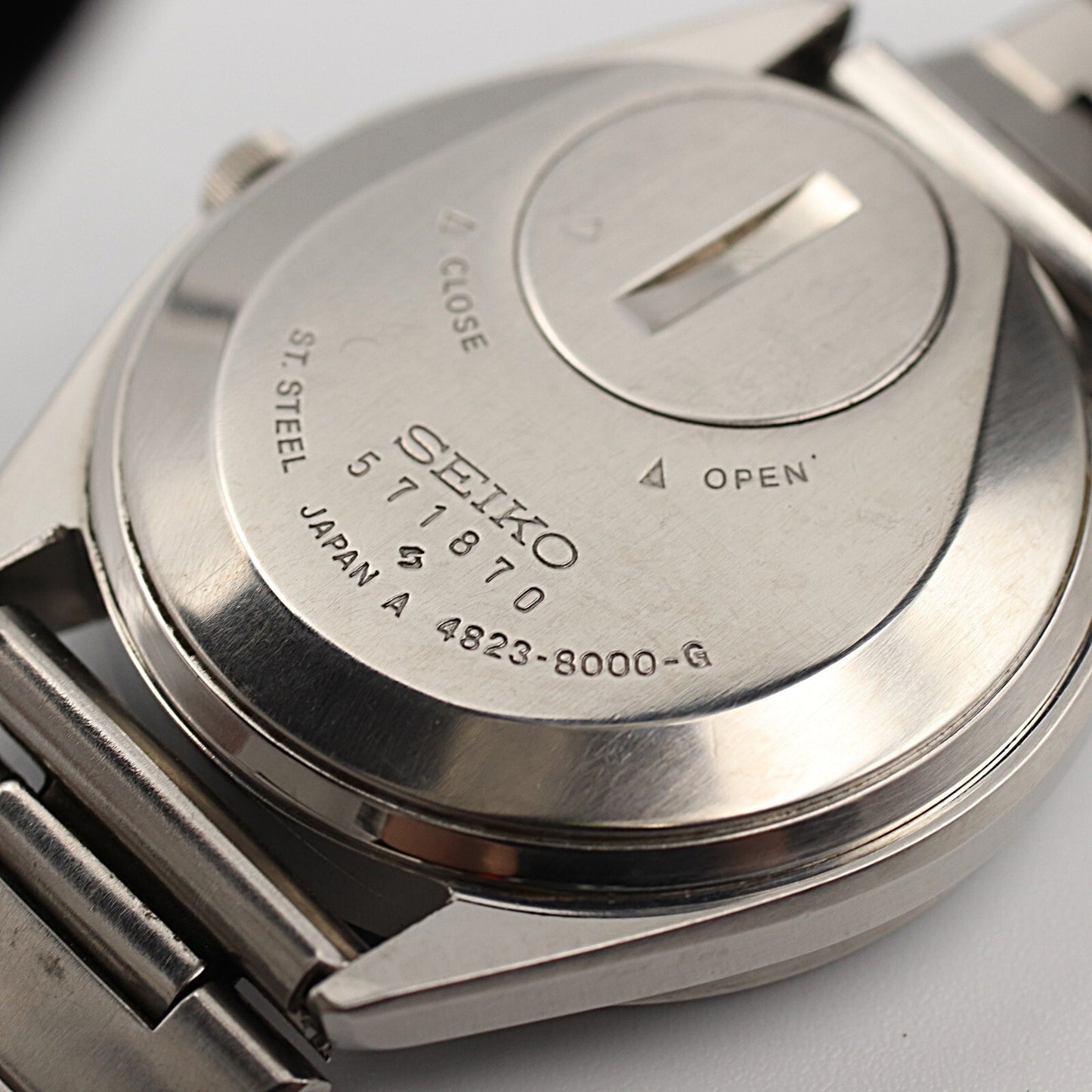 *N MINT* Vintage 1970s SEIKO king 4823-8000 Qz Silver Dial Round 36mm Mens Watch