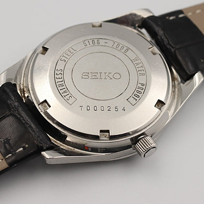 *Exc+5* Vintage 1977 SEIKO Matic-p 5106-7000 Automa White Round 34mm Mens Watch