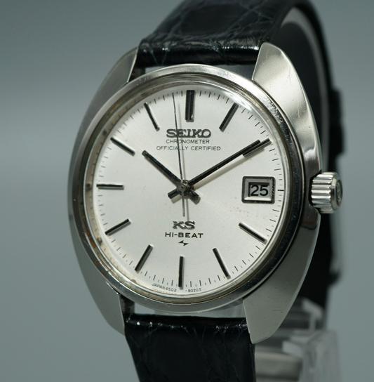 Serviced Vintage 1970 SEIKO KS HI-BEAT 4502-8010 Automatic White 37mm Mens Watch