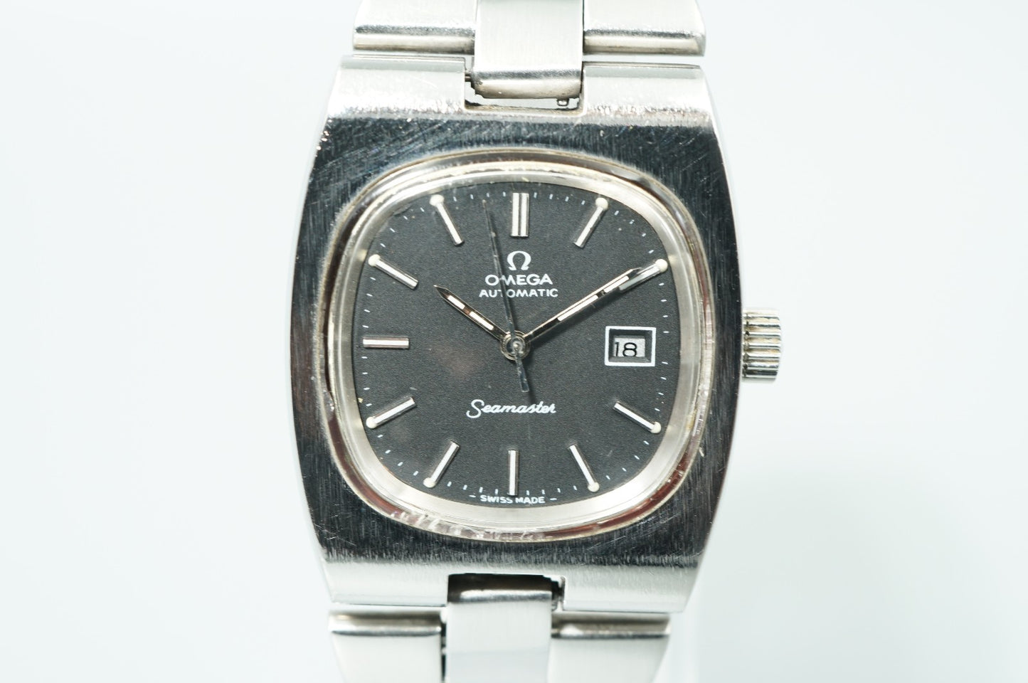 N MINT Vintage 1974 OMEGA Seamaster Cal.684 Automa Black Square 27mm Women Watch