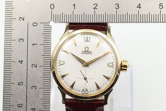 Serviced! OMEGA Cal.344 Automatic 14k Small Second White Dial 33mm Mens Watch