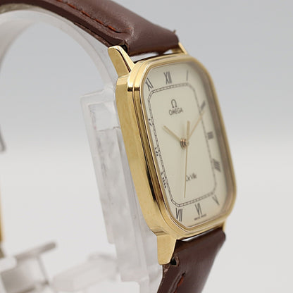 *NEAR MINT* Vintage 1979 OMEGA De Ville Cal.1417 Qz White Square 27mm Mens Watch