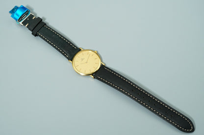 *Exc+5* Vintage OMEGA De Ville Ref.195.0075.2 Qz Gold Round 32mm Mens Watch