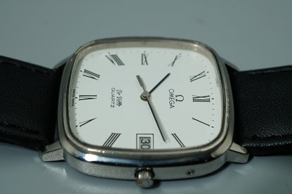 *NEAR MINT* Vintage 1974 OMEGA De Ville Cal.1332 Qz White Square 33mm Mens Watch