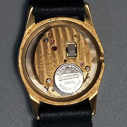 *NEAR MINT* Vintage 1983 OMEGA De Ville Cal.1387 Qz Gold Round 20mm Women Watch