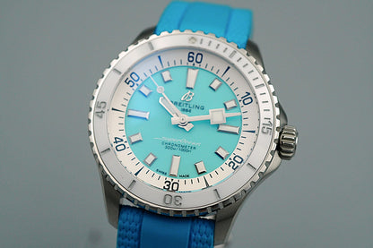 *MINT* BREITLING superocean A17377 Automatic Blue Dial Round 36mm Mens Watch
