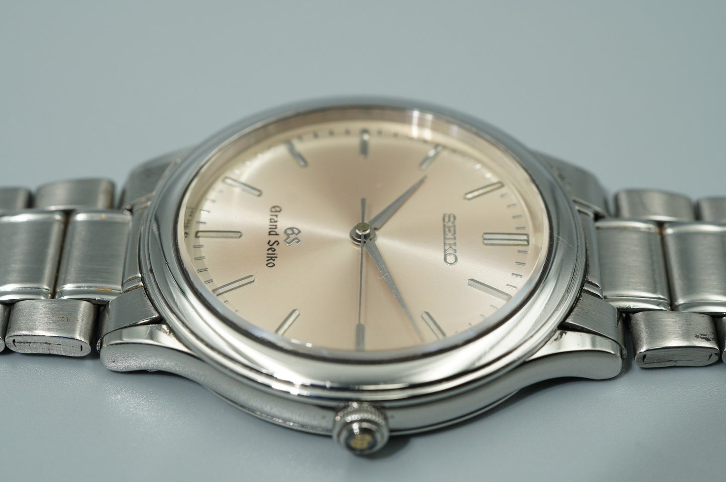*NEAR MINT* Vintage 1992 SEIKO Grand 9581-7000 Qz Silver Round 33mm Mens Watch