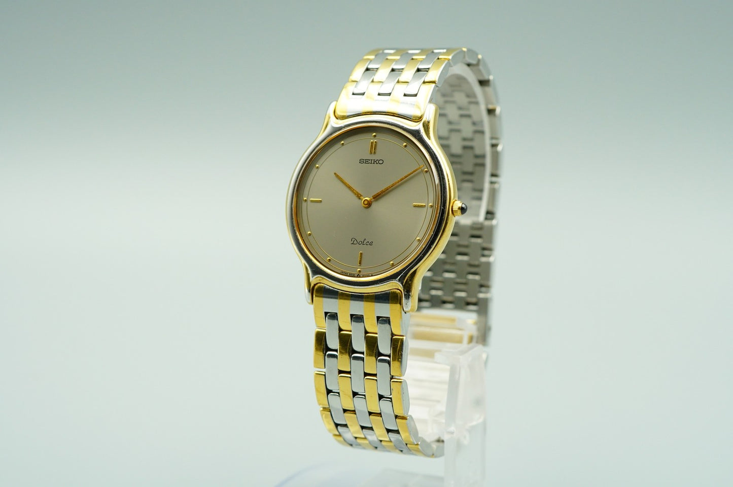 *Exc+5* Vintage 1984 SEIKO Dolce 9530-6000 Qz Gold Round 31mm Mens Watch