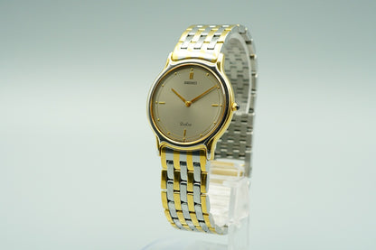 *Exc+5* Vintage 1984 SEIKO Dolce 9530-6000 Qz Gold Round 31mm Mens Watch