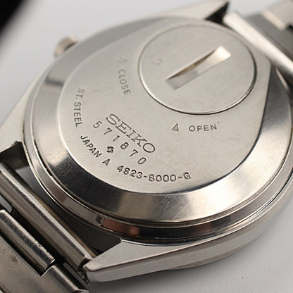 *N MINT* Vintage 1970s SEIKO king 4823-8000 Qz Silver Dial Round 36mm Mens Watch