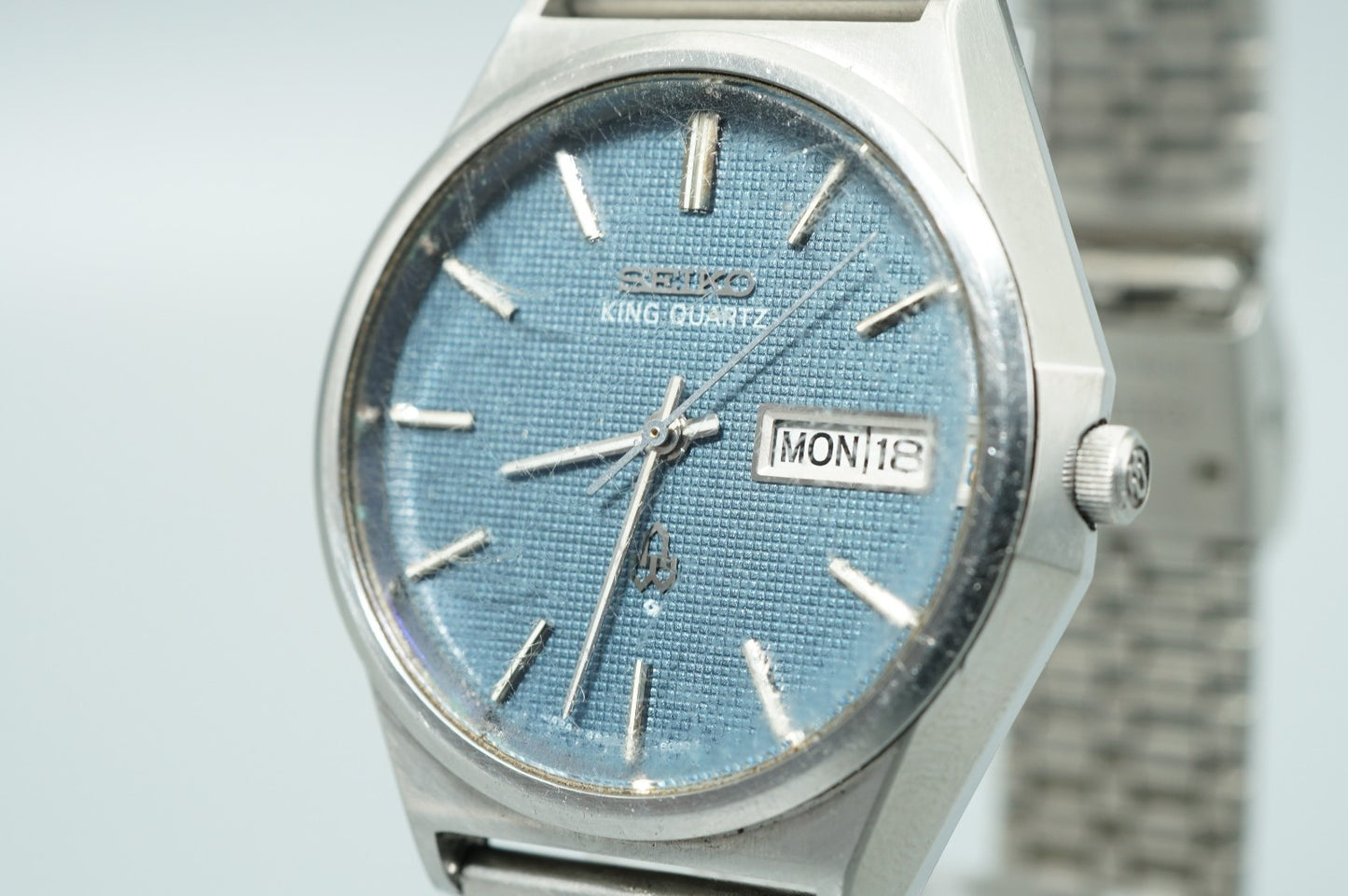 *Working for Parts* Vintage 1970s SEIKO KING 4823-8050 Qz Blue 36mm Mens Watch