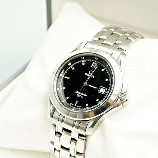 *MINT* Vintage 1995 OMEGA Seamaster Cal.1438 Quartz Black Dial 38mm Mens Watch