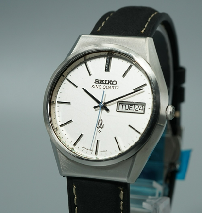*NEAR MINT* Vintage 1977 SEIKO King Quartz 4823-8100 Silver 35mm Mens Watch