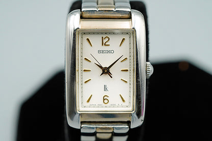*Exc+5* Vintage 1995 SEIKO LUKIA 4N21-5260 Qz White Rectangle 19mm Women Watch