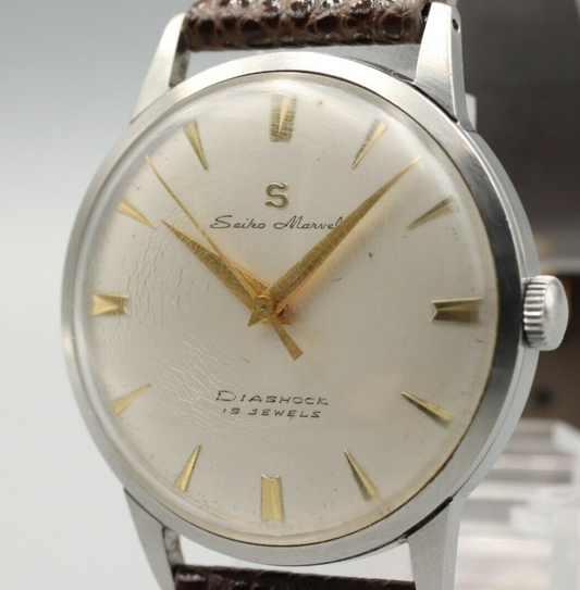 *Exc+4* "Vintage 1966" SEIKO Marvel 14025 Quartz White Dial Round Mens Watch