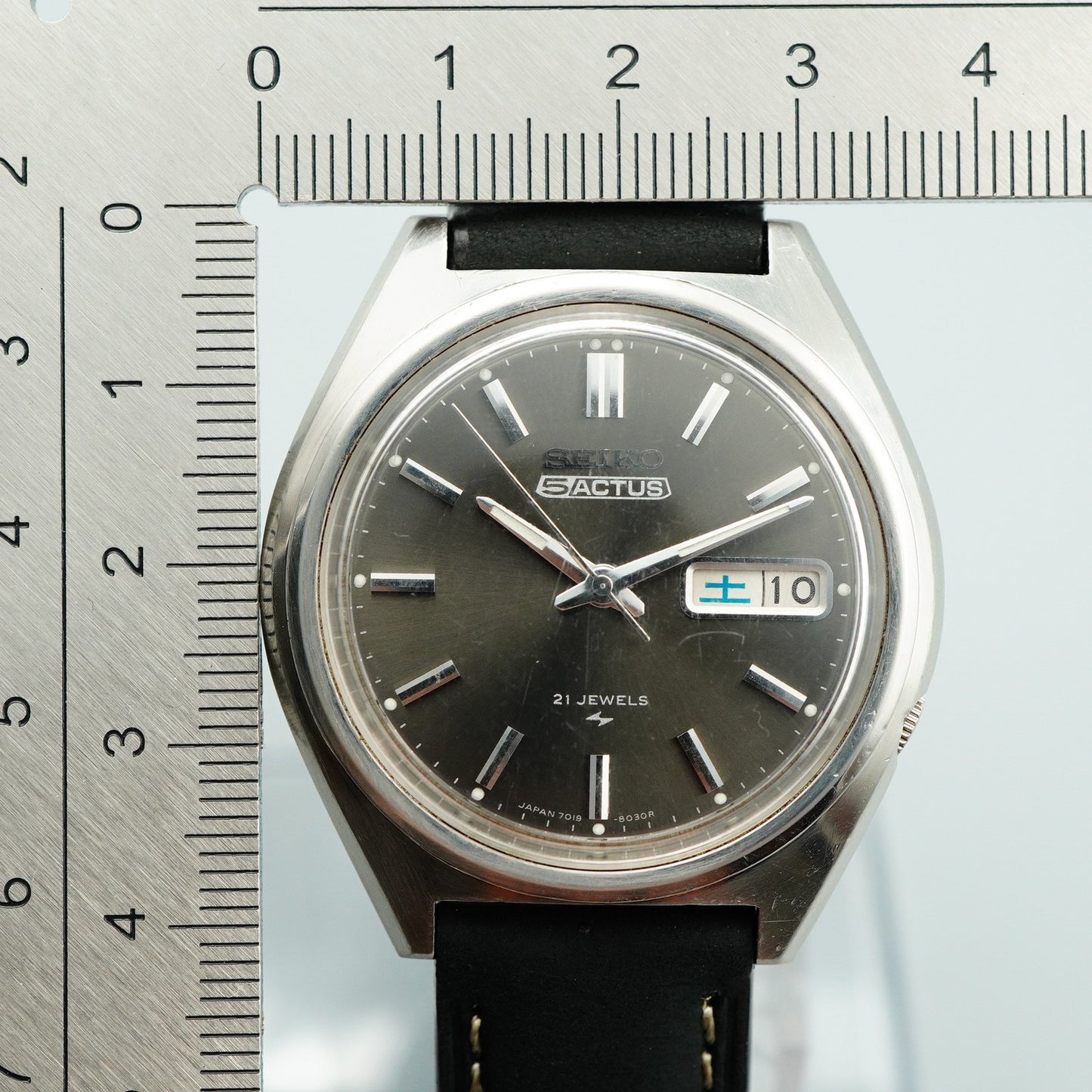 *Exc+5* Vintage 1973 SEIKO 5ACTUS 7019-8010 AT Black Dial Round 38mm Mens Watch