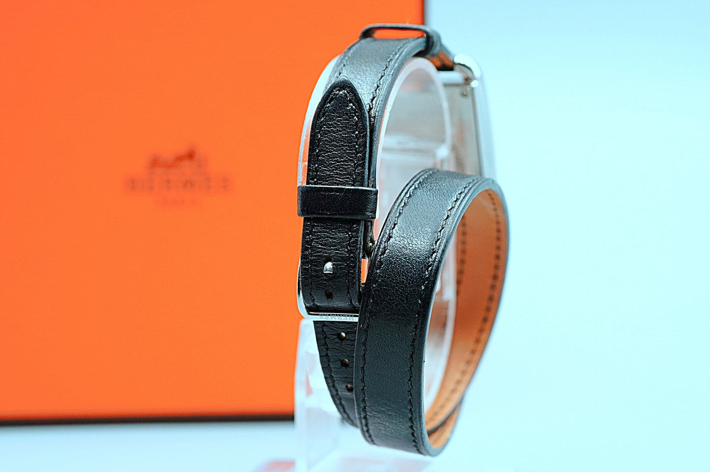 *NEAR MINT* HERMES Cape Cod CC3-210 Quartz Silver Rectangle 20mm Women Watch