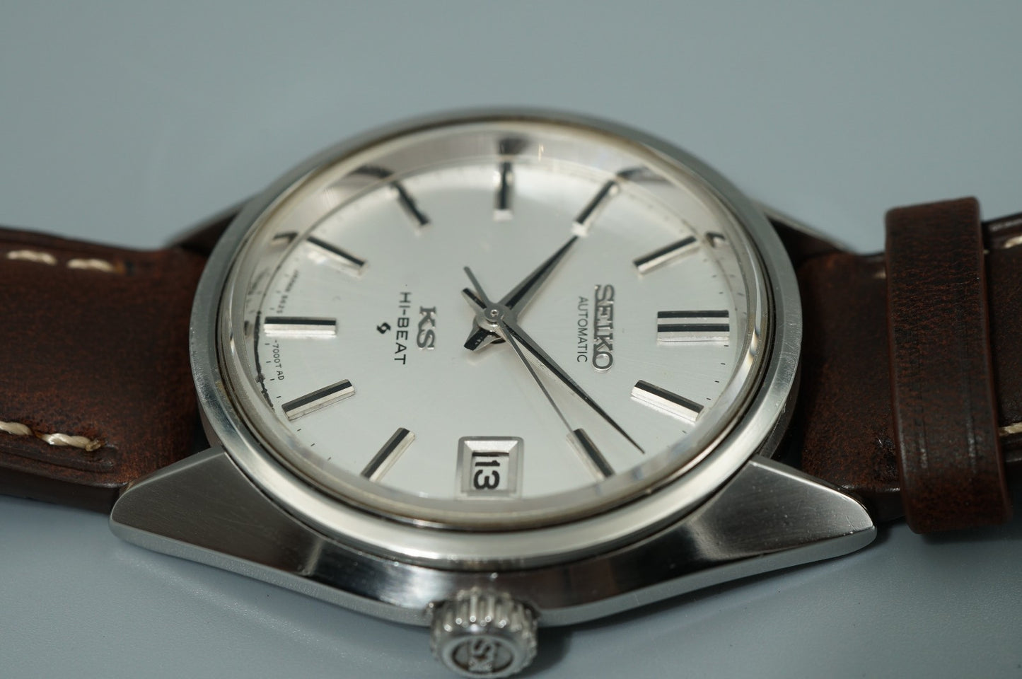 MINT Vintage 1970s SEIKO KS HI-BEAT 5625-7110 Auto Silver Round 36mm Mens Watch