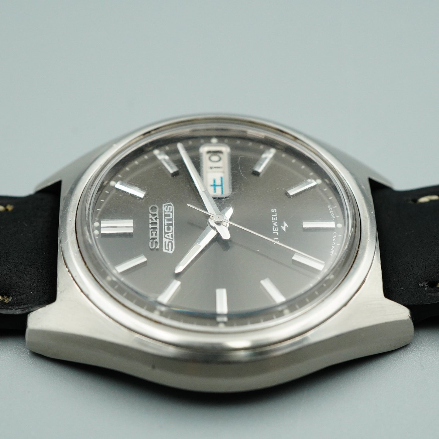 *Exc+5* Vintage 1973 SEIKO 5ACTUS 7019-8010 AT Black Dial Round 38mm Mens Watch