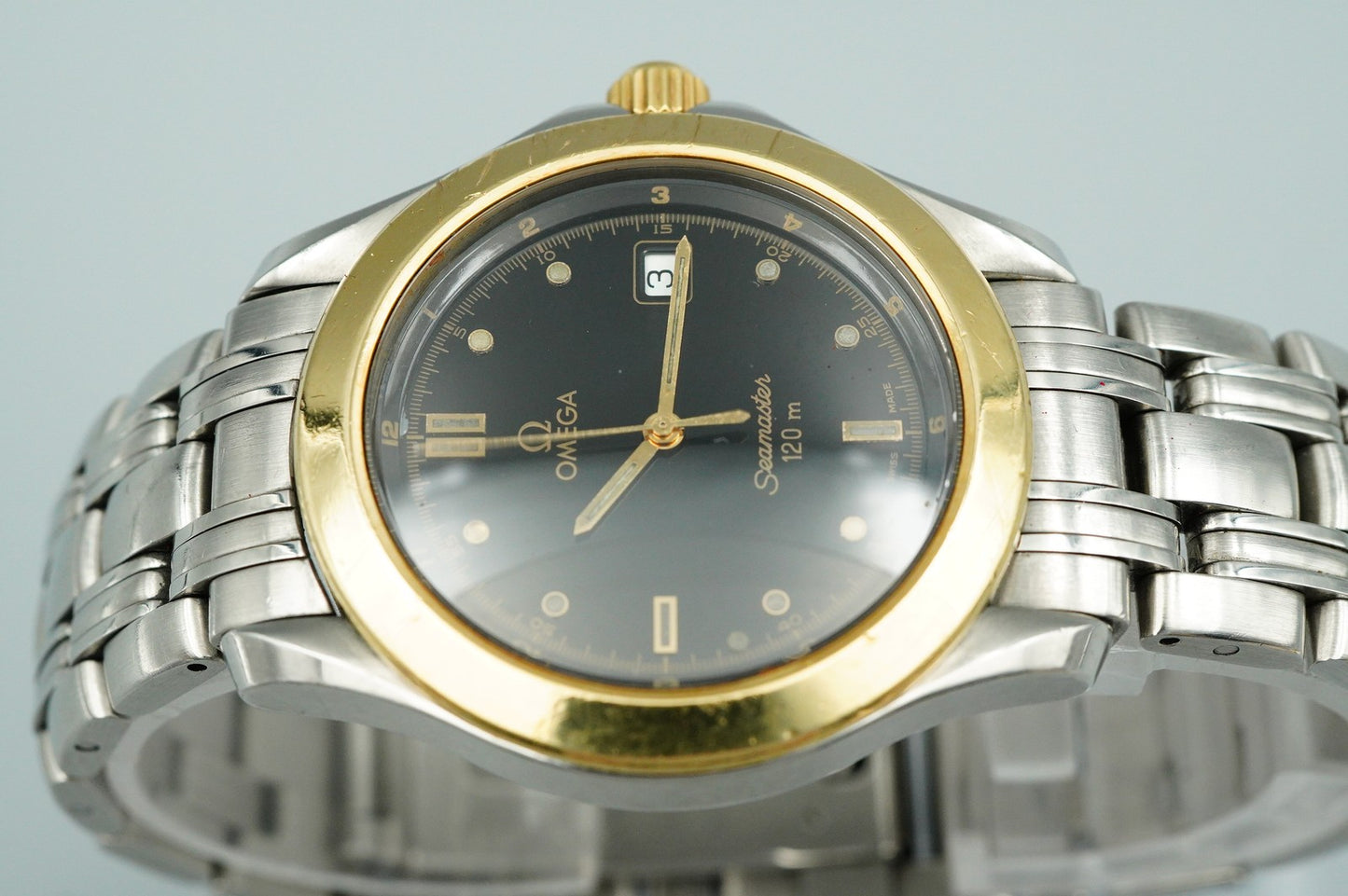 *Exc+5* Vintage 1990s OMEGA Seamaster Cal.1438 196.1501 Qz Black 36mm Mens Watch