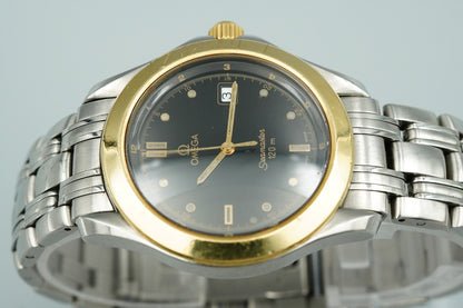 *Exc+5* Vintage 1990s OMEGA Seamaster Cal.1438 196.1501 Qz Black 36mm Mens Watch