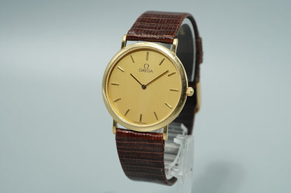 NEAR MINT Vintage 1986 OMEGA De Ville Cal.1378 Quartz Gold Dial 32mm Women Watch