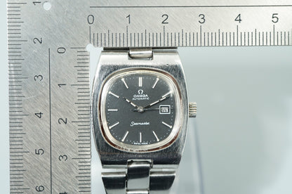 N MINT Vintage 1974 OMEGA Seamaster Cal.684 Automa Black Square 27mm Women Watch