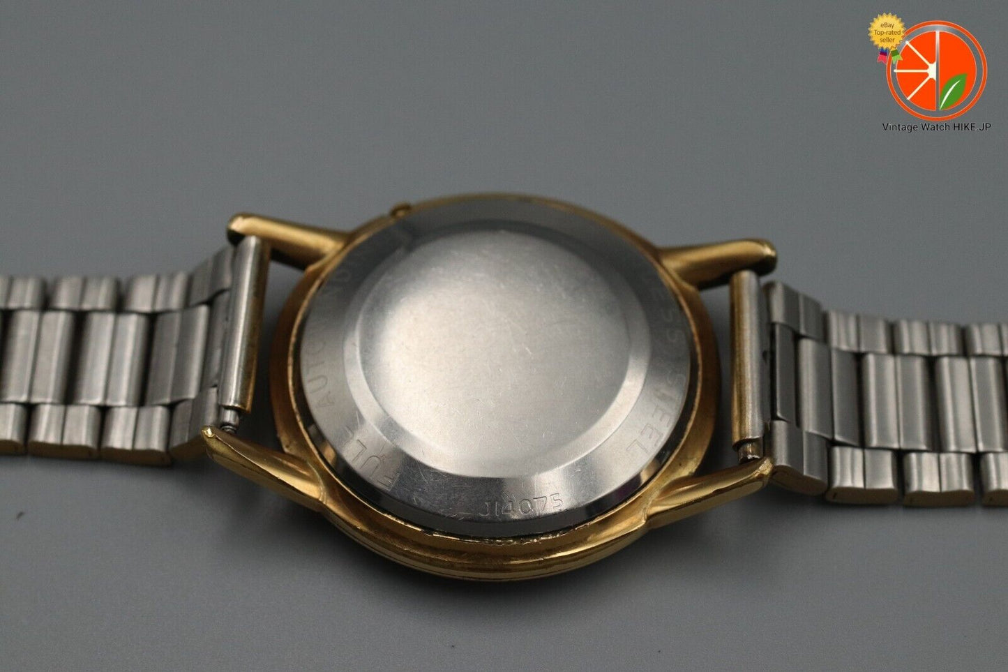 *Exc+5* Vintage SEIKO Seikomatic J14075 Quartz Gold Dial Round Mens Watch