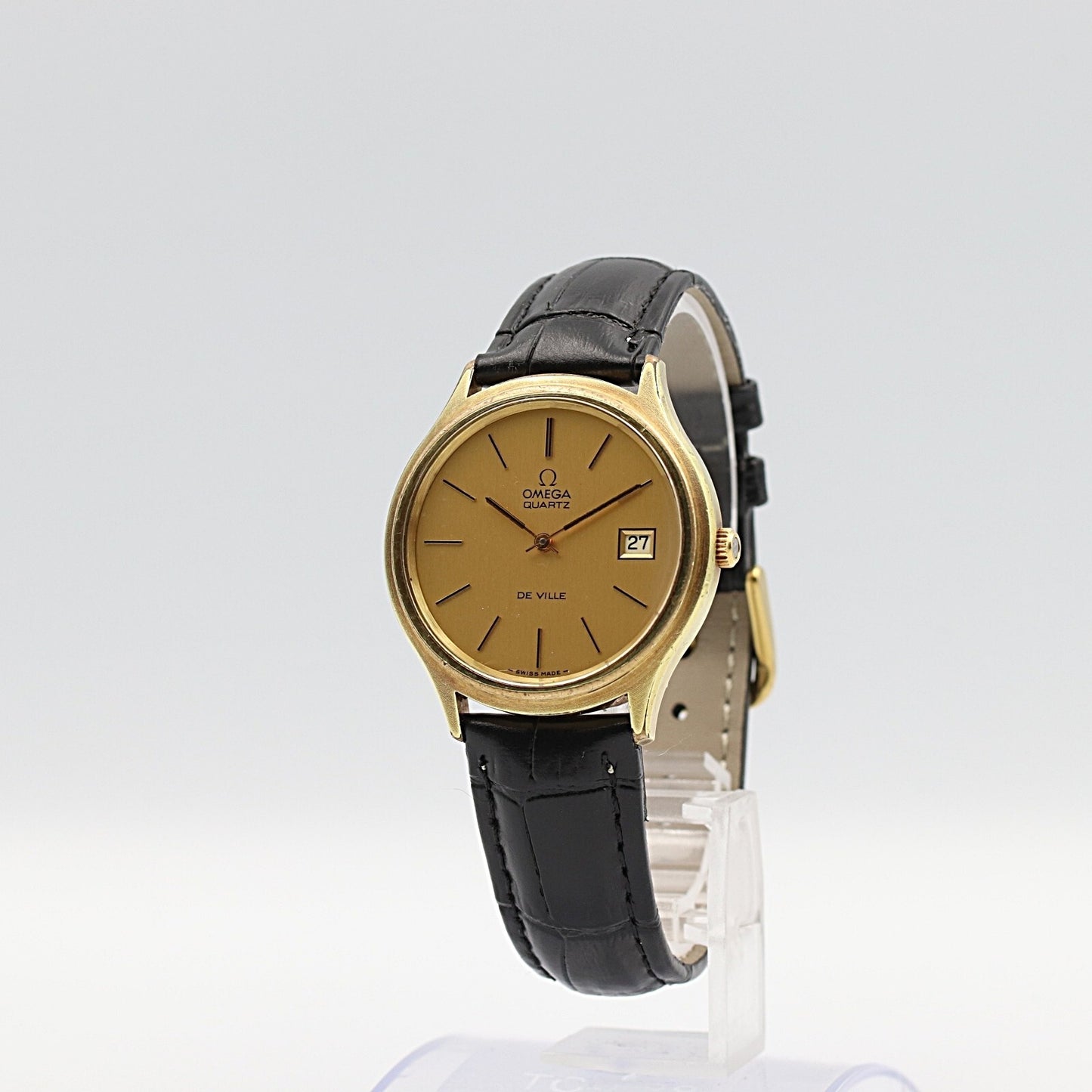 *NEAR MINT* Vintage 1980 OMEGA De Ville Cal.1325 Qz Gold Round 35mm Mens Watch