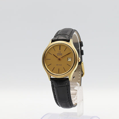 *NEAR MINT* Vintage 1980 OMEGA De Ville Cal.1325 Qz Gold Round 35mm Mens Watch