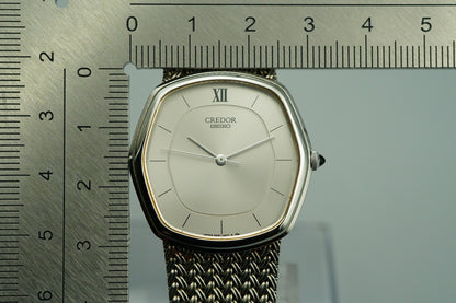 *N MINT* Vintage 1975 SEIKO CREDOR 5931-5231 Qz Silver Hexagon 30mm Mens Watch